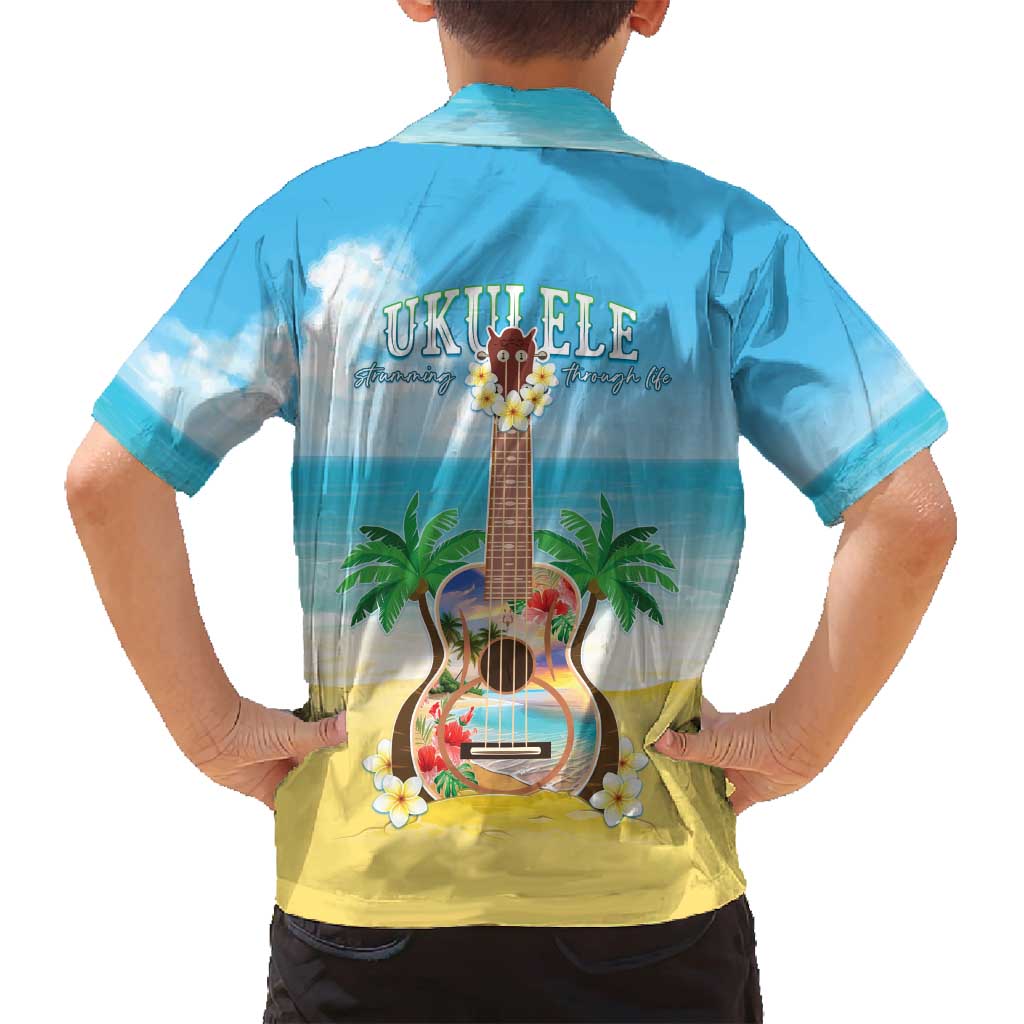 Hawaiian Ukulele Family Matching Off Shoulder Short Dress and Hawaiian Shirt Sound Of Happiness LT05 - Polynesian Pride