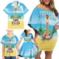 Hawaiian Ukulele Family Matching Off Shoulder Short Dress and Hawaiian Shirt Sound Of Happiness LT05 - Polynesian Pride