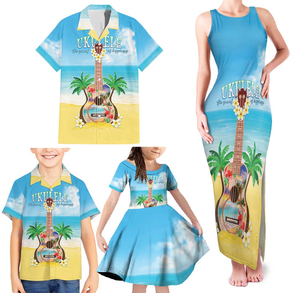Hawaiian Ukulele Family Matching Tank Maxi Dress and Hawaiian Shirt Sound Of Happiness LT05 - Polynesian Pride