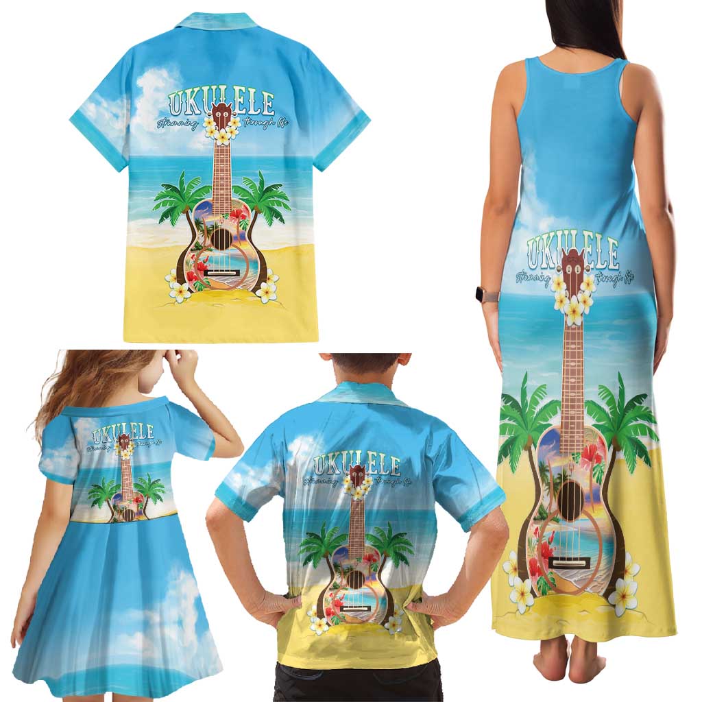Hawaiian Ukulele Family Matching Tank Maxi Dress and Hawaiian Shirt Sound Of Happiness LT05 - Polynesian Pride