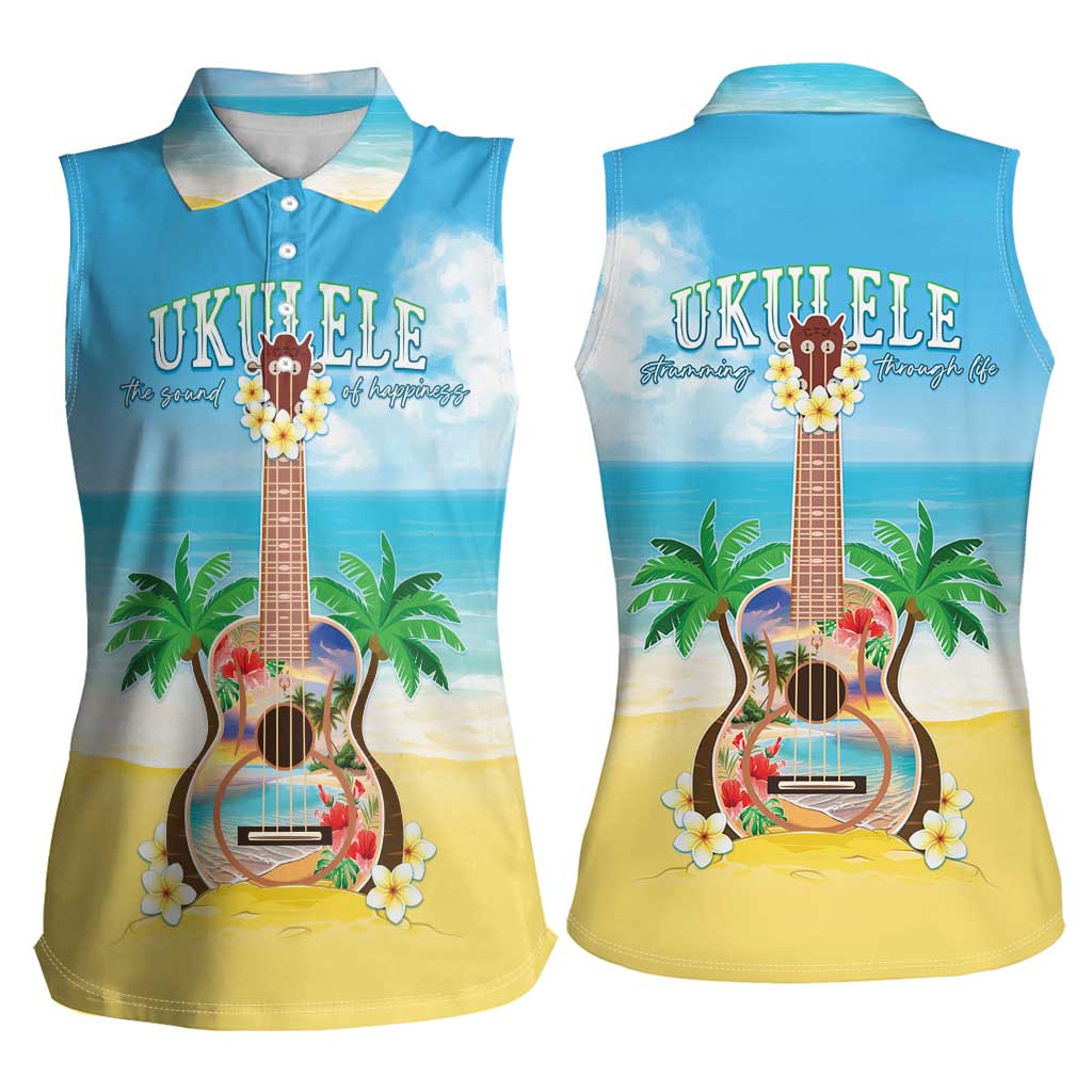 Hawaiian Ukulele Women Sleeveless Polo Shirt Sound Of Happiness LT05 - Polynesian Pride