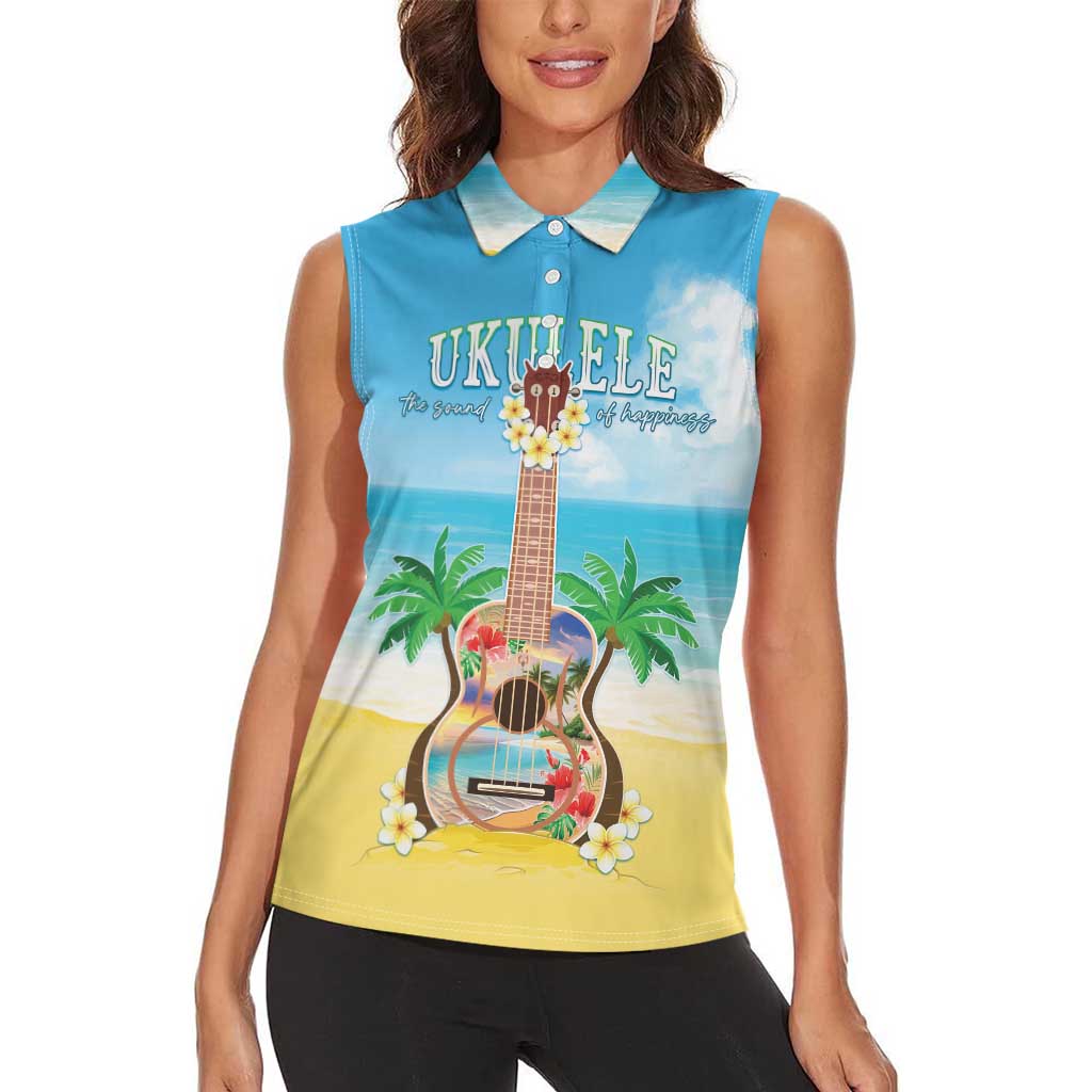 Hawaiian Ukulele Women Sleeveless Polo Shirt Sound Of Happiness LT05 - Polynesian Pride
