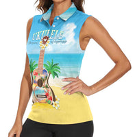 Hawaiian Ukulele Women Sleeveless Polo Shirt Sound Of Happiness LT05 - Polynesian Pride