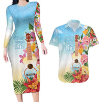 National Ukulele Day Couples Matching Long Sleeve Bodycon Dress and Hawaiian Shirt Tropical Vibe LT05 Colorful - Polynesian Pride