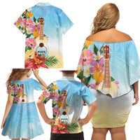 National Ukulele Day Family Matching Off Shoulder Short Dress and Hawaiian Shirt Tropical Vibe LT05 - Polynesian Pride