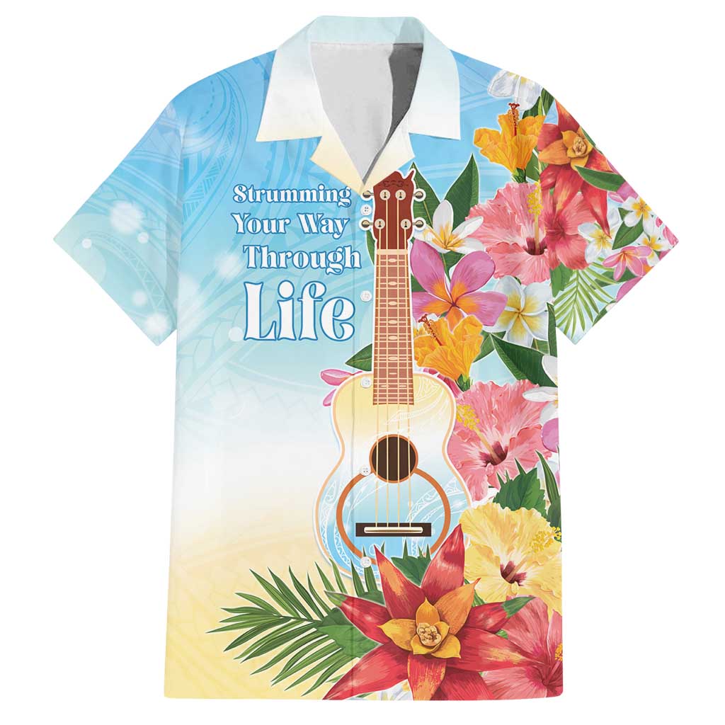National Ukulele Day Family Matching Off Shoulder Short Dress and Hawaiian Shirt Tropical Vibe LT05 Dad's Shirt - Short Sleeve Colorful - Polynesian Pride