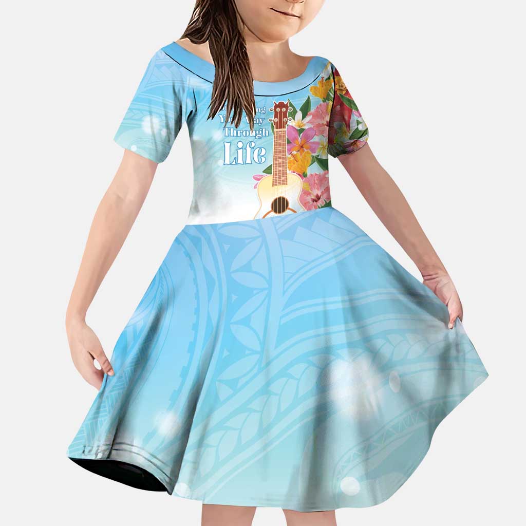 National Ukulele Day Family Matching Puletasi and Hawaiian Shirt Tropical Vibe LT05 Daughter's Dress Colorful - Polynesian Pride