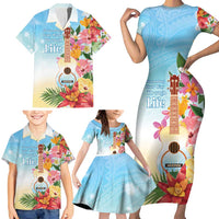 National Ukulele Day Family Matching Short Sleeve Bodycon Dress and Hawaiian Shirt Tropical Vibe LT05 - Polynesian Pride