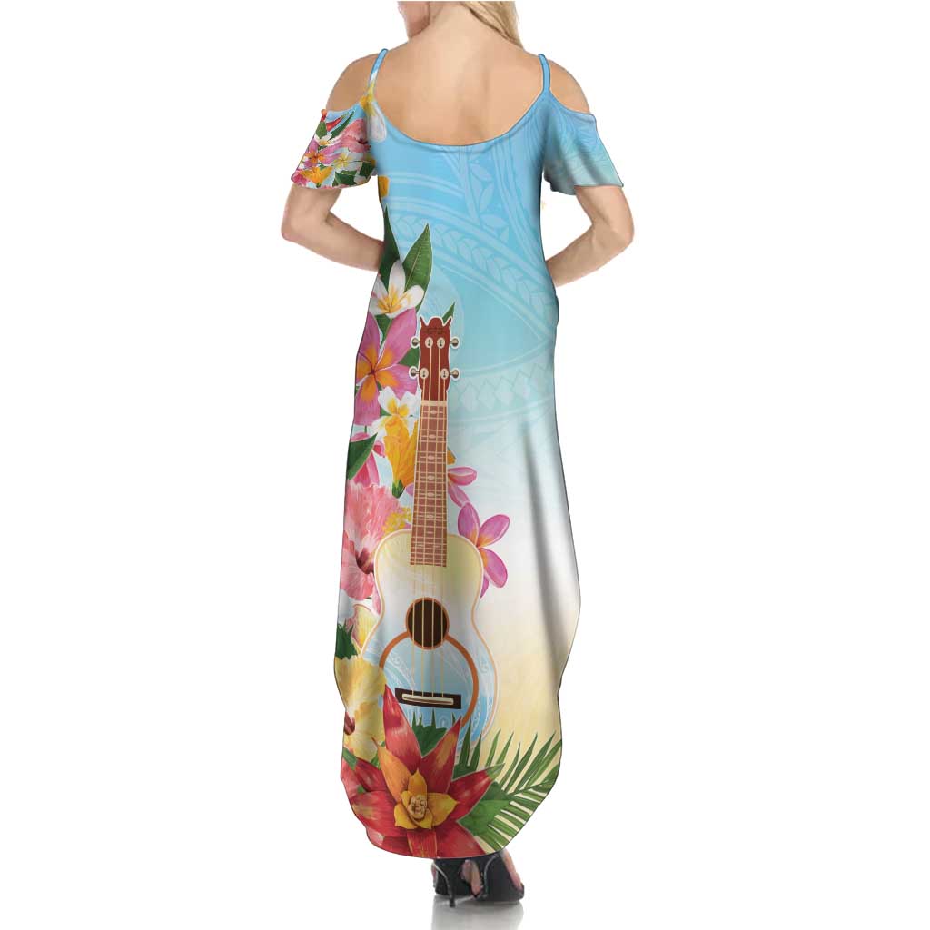National Ukulele Day Family Matching Summer Maxi Dress and Hawaiian Shirt Tropical Vibe LT05 - Polynesian Pride