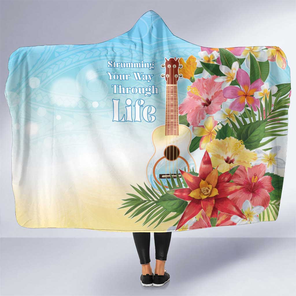National Ukulele Day Hooded Blanket Tropical Vibe LT05 One Size Colorful - Polynesian Pride