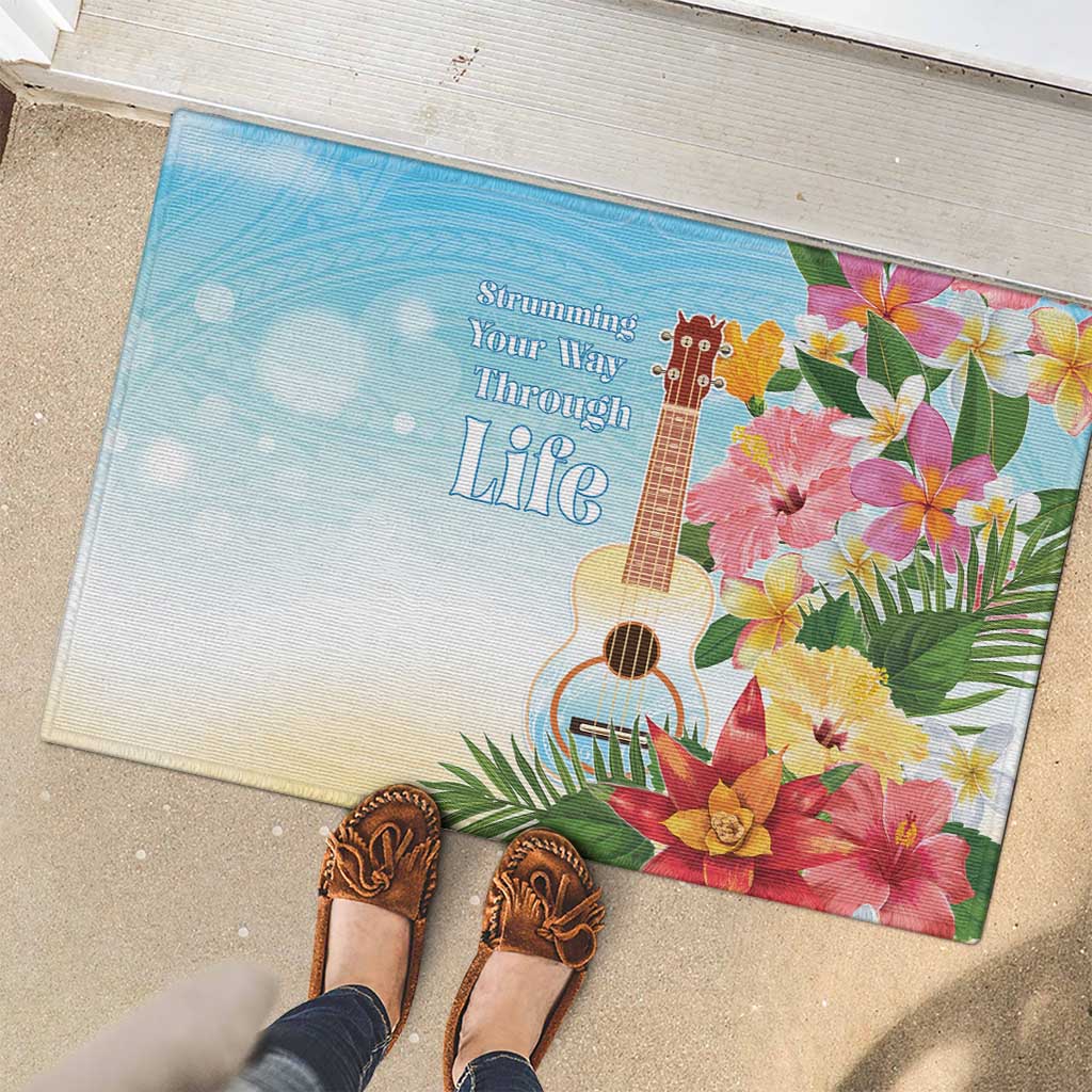 National Ukulele Day Rubber Doormat Tropical Vibe