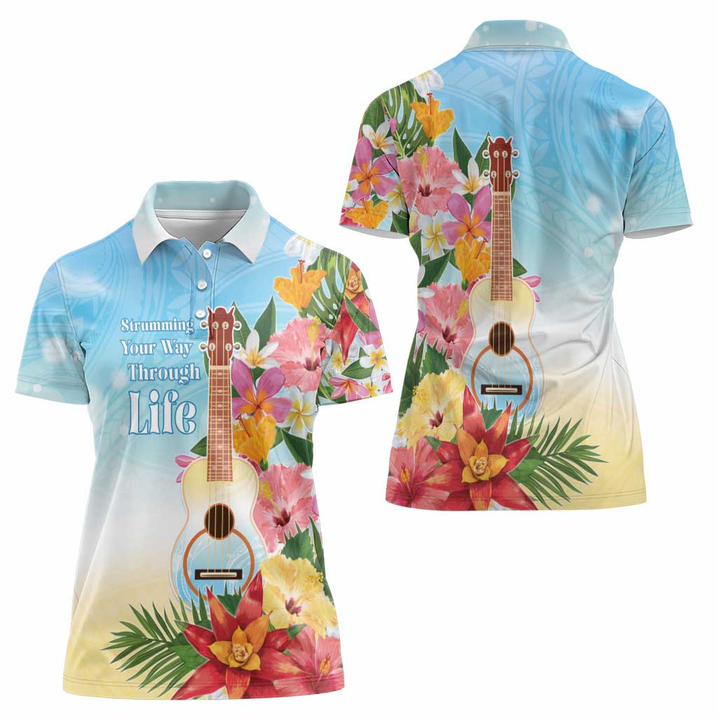 National Ukulele Day Women Polo Shirt Tropical Vibe