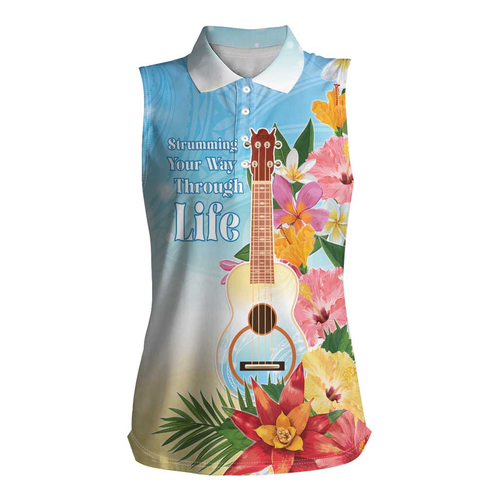 National Ukulele Day Women Sleeveless Polo Shirt Tropical Vibe LT05 Female Colorful - Polynesian Pride