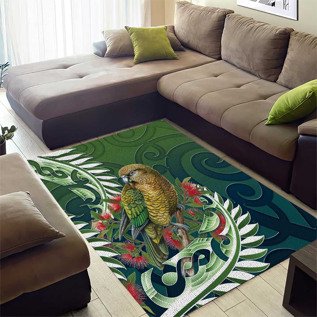 New Zealand Kea Bird Area Rug With Maori Koru Fern LT05 - Polynesian Pride