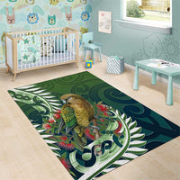 New Zealand Kea Bird Area Rug With Maori Koru Fern LT05 - Polynesian Pride
