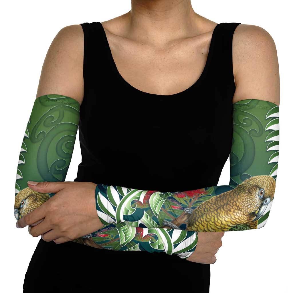 New Zealand Kea Bird Arm Sleeves With Maori Koru Fern - Polynesian Pride