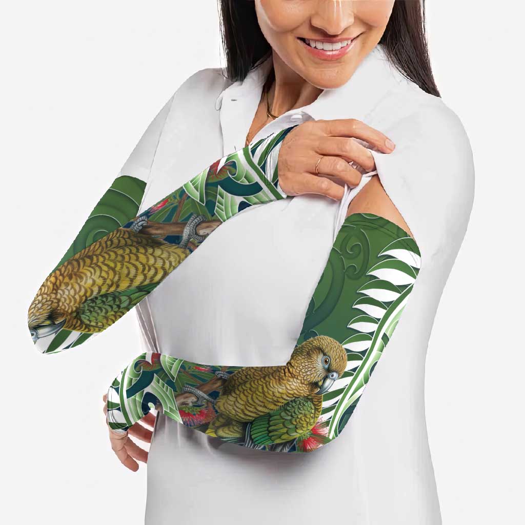 New Zealand Kea Bird Arm Sleeves With Maori Koru Fern - Polynesian Pride