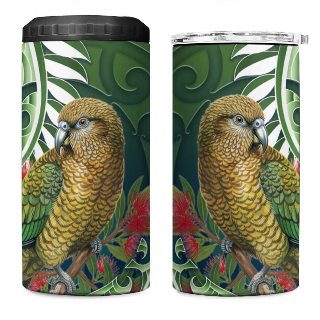 New Zealand Kea Bird 4 in 1 Can Cooler Tumbler With Maori Koru Fern LT05 One Size: 16 oz Green - Polynesian Pride