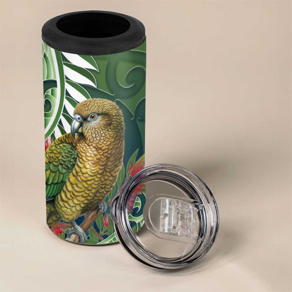 New Zealand Kea Bird 4 in 1 Can Cooler Tumbler With Maori Koru Fern LT05 - Polynesian Pride