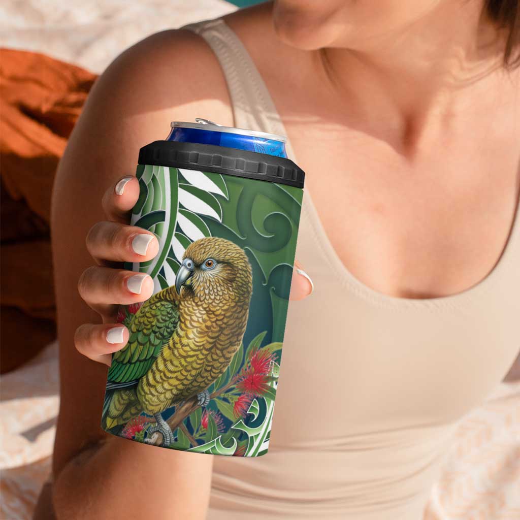 New Zealand Kea Bird 4 in 1 Can Cooler Tumbler With Maori Koru Fern LT05 - Polynesian Pride