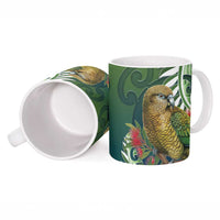 New Zealand Kea Bird Ceramic Mug With Maori Koru Fern - Polynesian Pride
