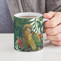 New Zealand Kea Bird Ceramic Mug With Maori Koru Fern - Polynesian Pride