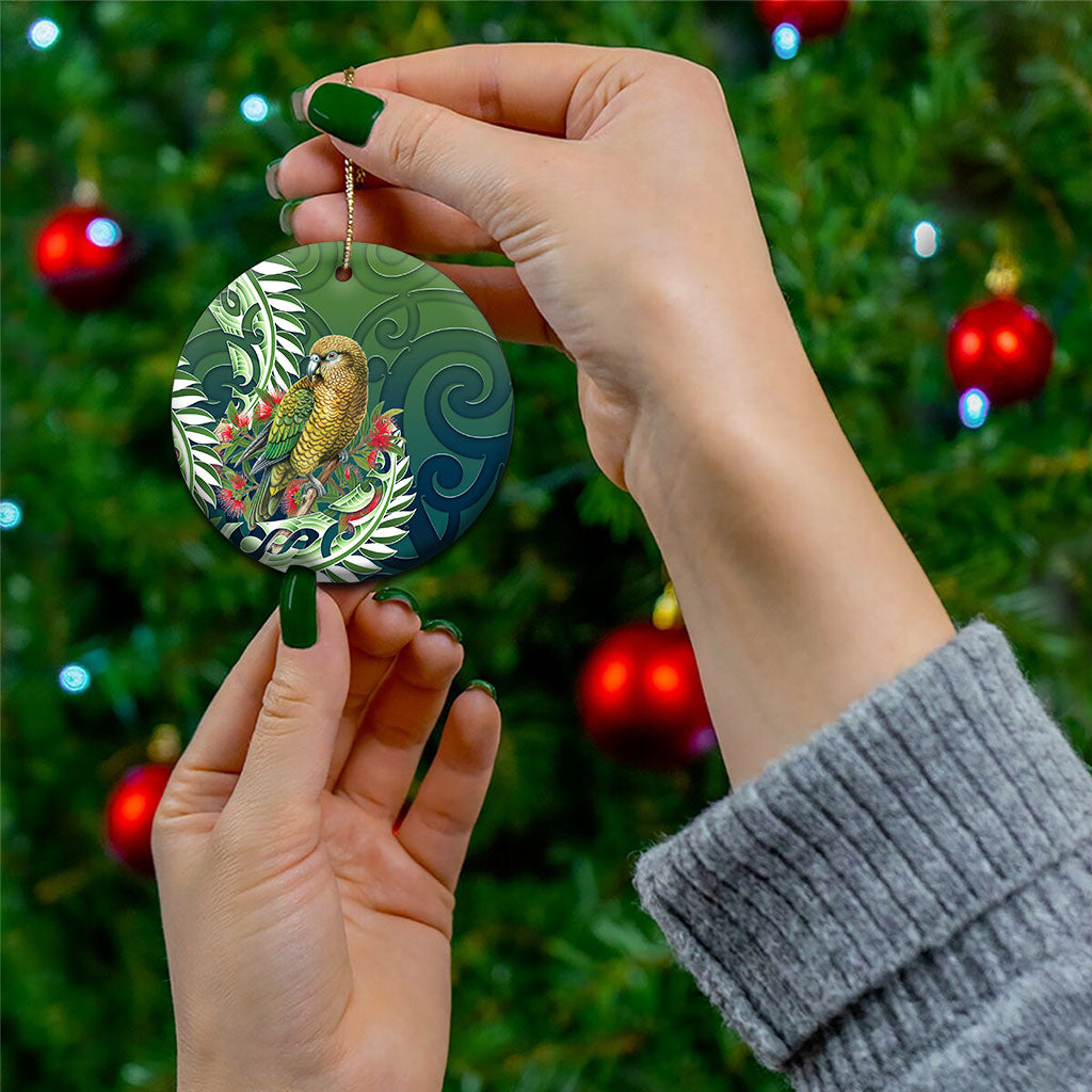 New Zealand Kea Bird Ceramic Ornament With Maori Koru Fern LT05 - Polynesian Pride
