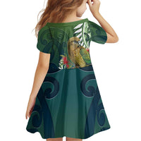 New Zealand Kea Bird Family Matching Off Shoulder Short Dress and Hawaiian Shirt With Maori Koru Fern LT05 - Polynesian Pride