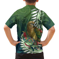 New Zealand Kea Bird Family Matching Puletasi and Hawaiian Shirt With Maori Koru Fern LT05 - Polynesian Pride