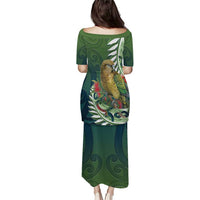 New Zealand Kea Bird Family Matching Puletasi and Hawaiian Shirt With Maori Koru Fern LT05 - Polynesian Pride