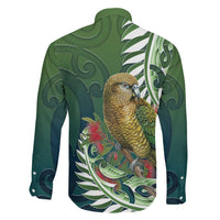 New Zealand Kea Bird Family Matching Short Sleeve Bodycon Dress and Hawaiian Shirt With Maori Koru Fern LT05 - Polynesian Pride