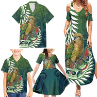 New Zealand Kea Bird Family Matching Summer Maxi Dress and Hawaiian Shirt With Maori Koru Fern LT05 - Polynesian Pride