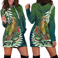New Zealand Kea Bird Hoodie Dress With Maori Koru Fern LT05 - Polynesian Pride
