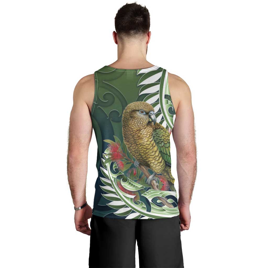 New Zealand Kea Bird Men Tank Top With Maori Koru Fern - Polynesian Pride