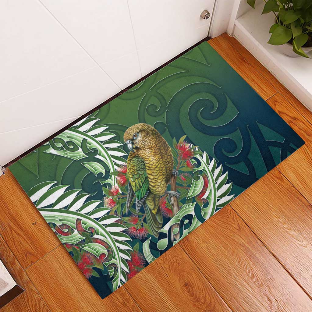 New Zealand Kea Bird Rubber Doormat With Maori Koru Fern - Polynesian Pride
