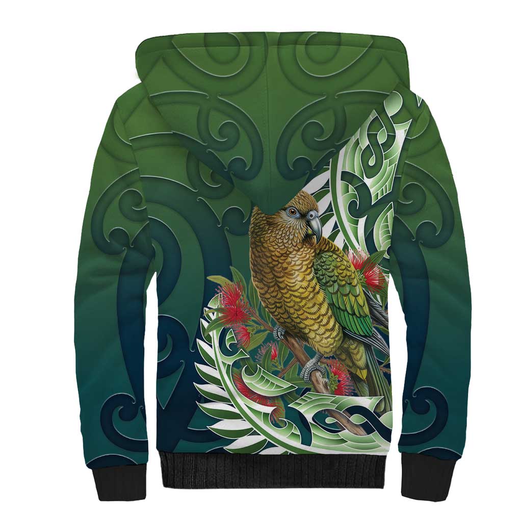 New Zealand Kea Bird Sherpa Hoodie With Maori Koru Fern LT05 - Polynesian Pride