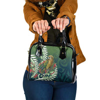 New Zealand Kea Bird Shoulder Handbag With Maori Koru Fern LT05 One Size Green - Polynesian Pride