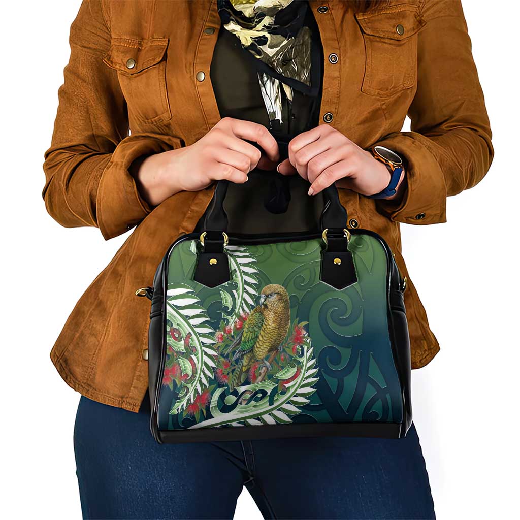 New Zealand Kea Bird Shoulder Handbag With Maori Koru Fern LT05 - Polynesian Pride