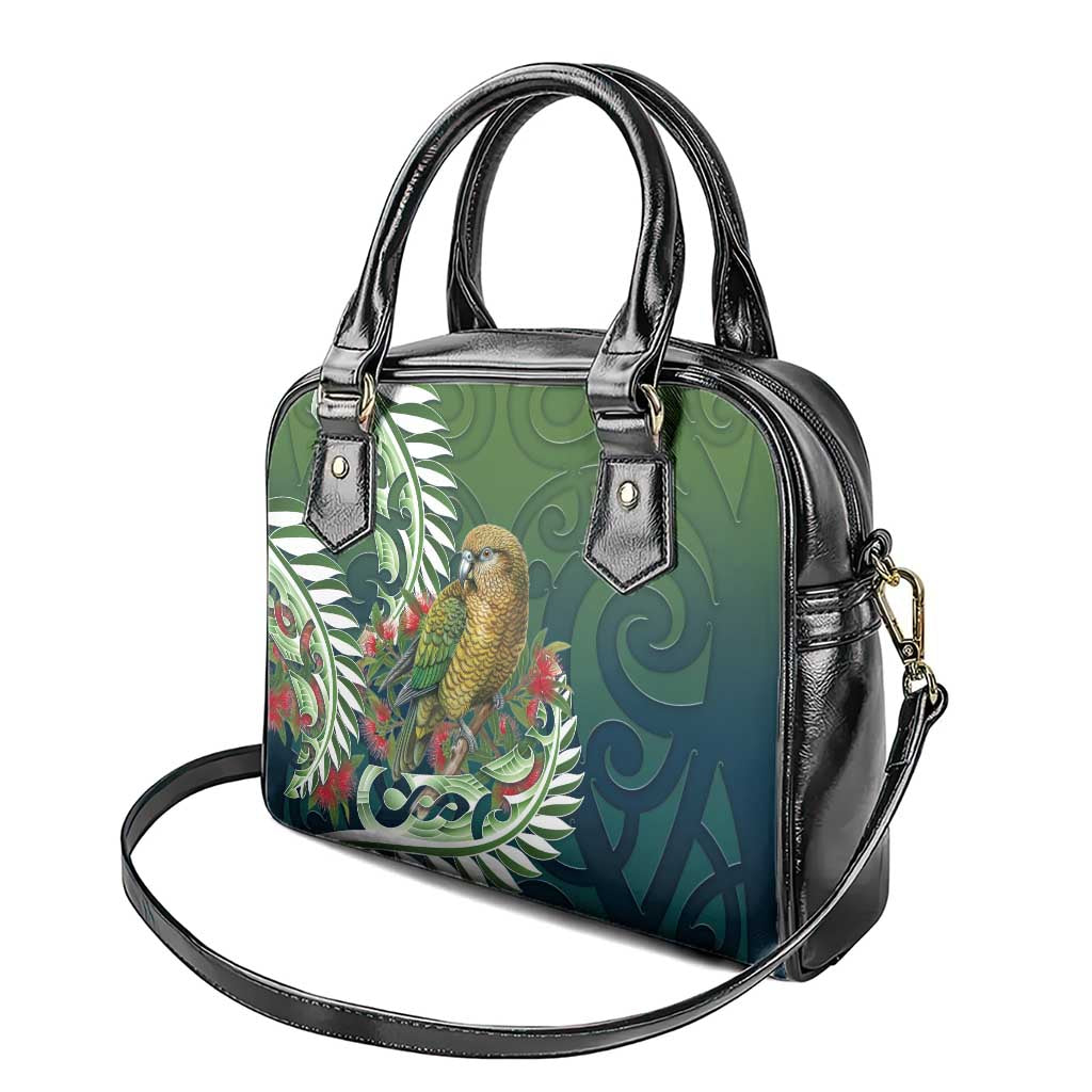 New Zealand Kea Bird Shoulder Handbag With Maori Koru Fern LT05 - Polynesian Pride