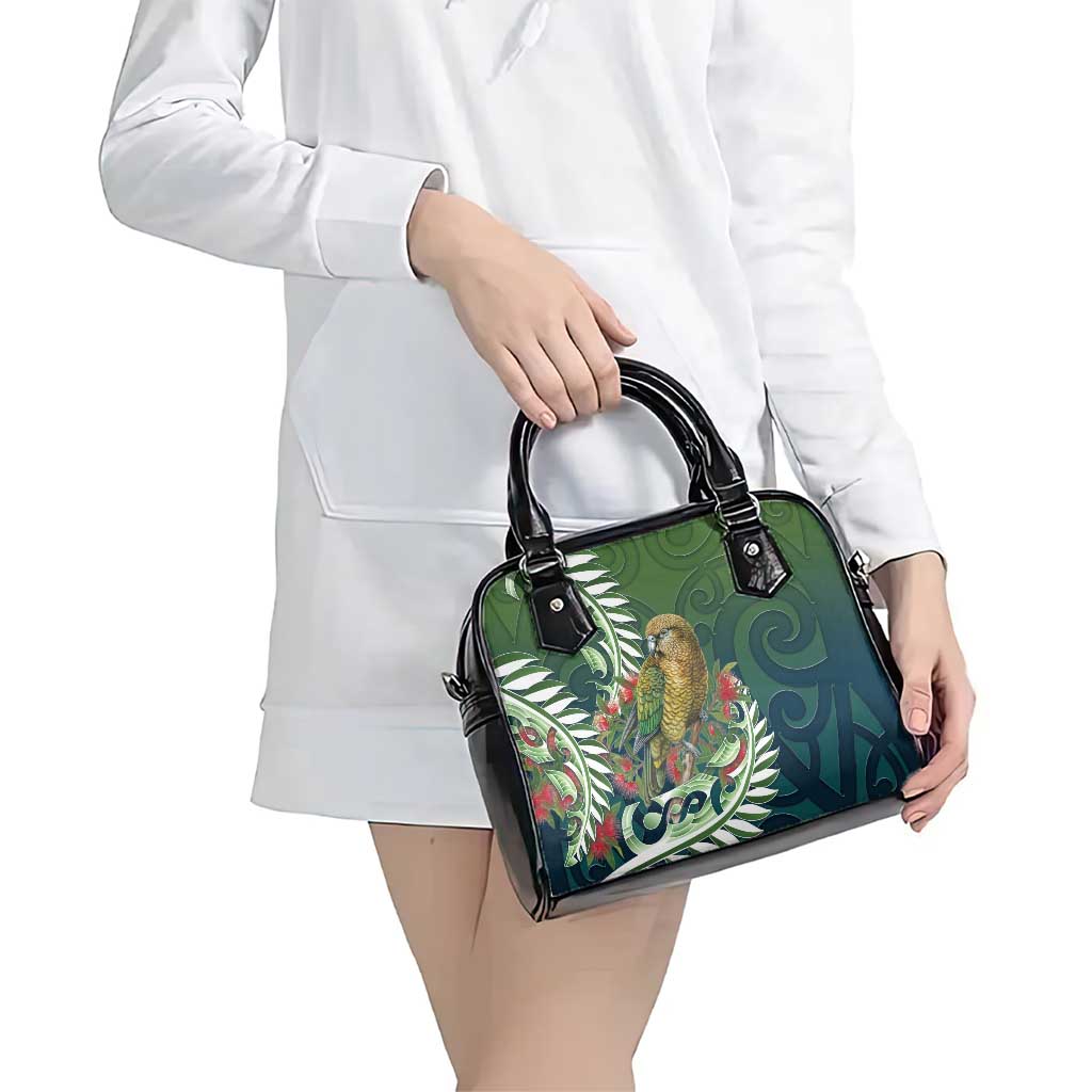 New Zealand Kea Bird Shoulder Handbag With Maori Koru Fern LT05 - Polynesian Pride