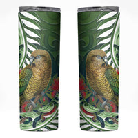 New Zealand Kea Bird Skinny Tumbler With Maori Koru Fern LT05 Green - Polynesian Pride