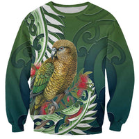 New Zealand Kea Bird Sweatshirt With Maori Koru Fern - Polynesian Pride