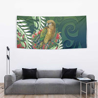 New Zealand Kea Bird Tapestry With Maori Koru Fern - Polynesian Pride