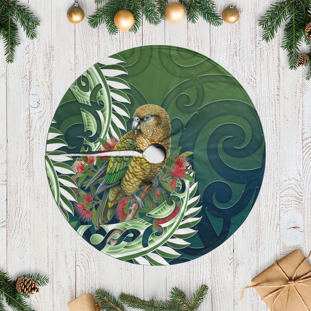 New Zealand Kea Bird Tree Skirt With Maori Koru Fern LT05 Casual Green - Polynesian Pride