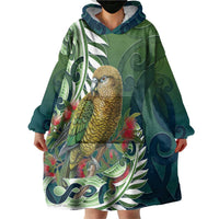 New Zealand Kea Bird Wearable Blanket Hoodie With Maori Koru Fern LT05 - Polynesian Pride