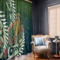 New Zealand Kea Bird Window Curtain With Maori Koru Fern LT05 - Polynesian Pride