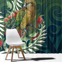 New Zealand Kea Bird Window Curtain With Maori Koru Fern LT05 - Polynesian Pride