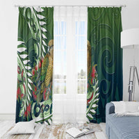 New Zealand Kea Bird Window Curtain With Maori Koru Fern LT05 - Polynesian Pride