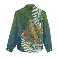 New Zealand Kea Bird Women Casual Shirt With Maori Koru Fern LT05 - Polynesian Pride
