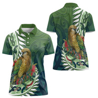New Zealand Kea Bird Women Polo Shirt With Maori Koru Fern LT05 - Polynesian Pride